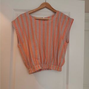 By Together Orange and Gray Striped Blouse